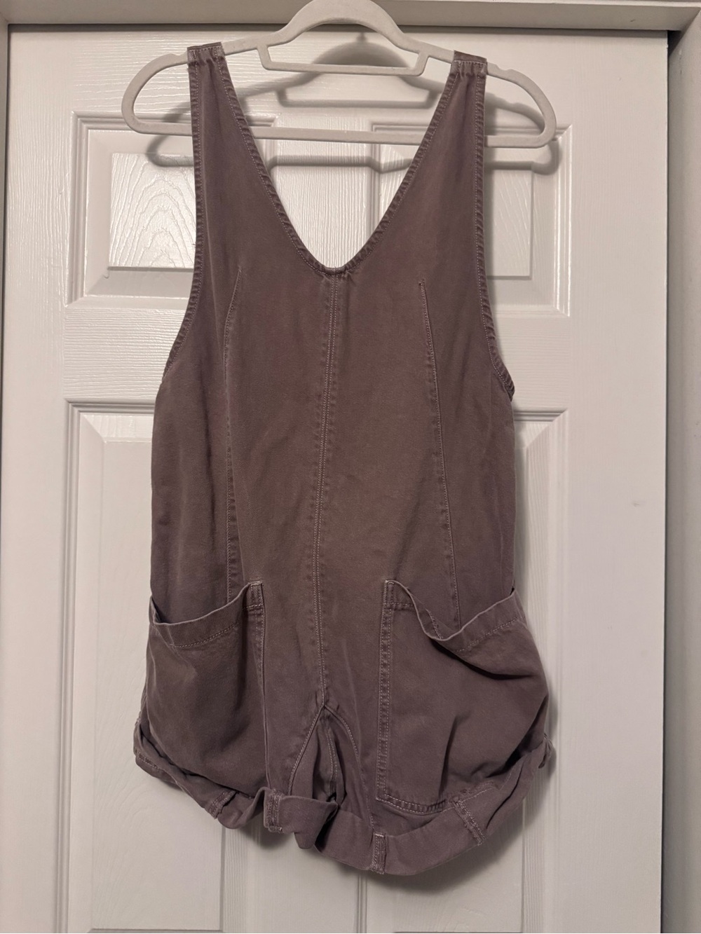We The Free Sleeveless Utility Romper in Taupe